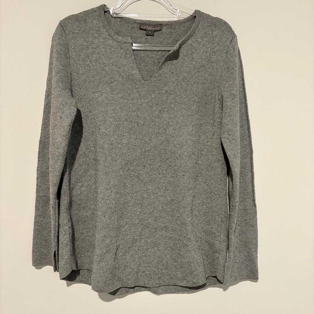 Metric Vintage‎ notch neck wool sweater grey size small